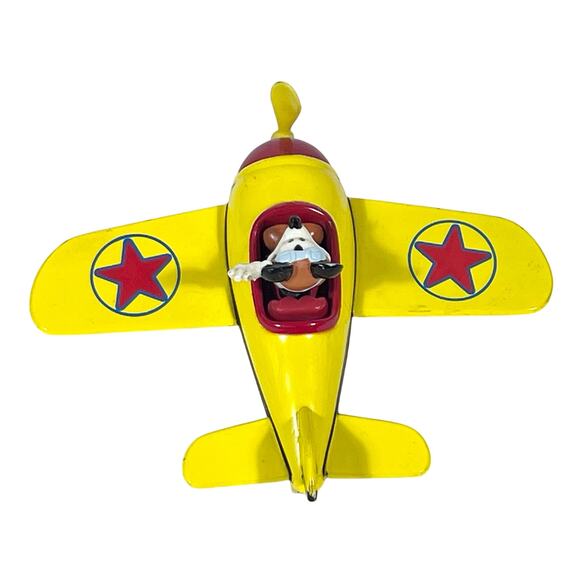 Vintage Disney DecoPac Mickey Mouse Flying Airplane Die Cast Toy Yellow 1981 - Picture 3 of 16